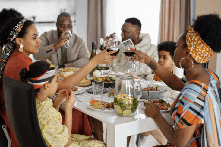 family having dinner