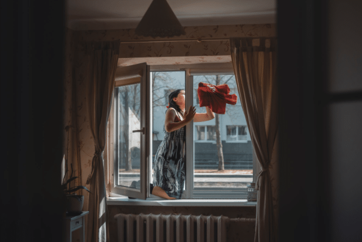 a woman cleaning